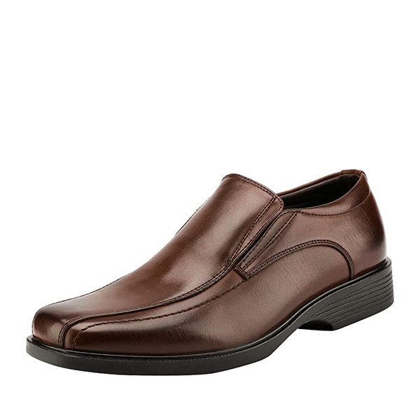 Men's Classic Square Toe PU Leather Loafers - DARK BROWN -  0